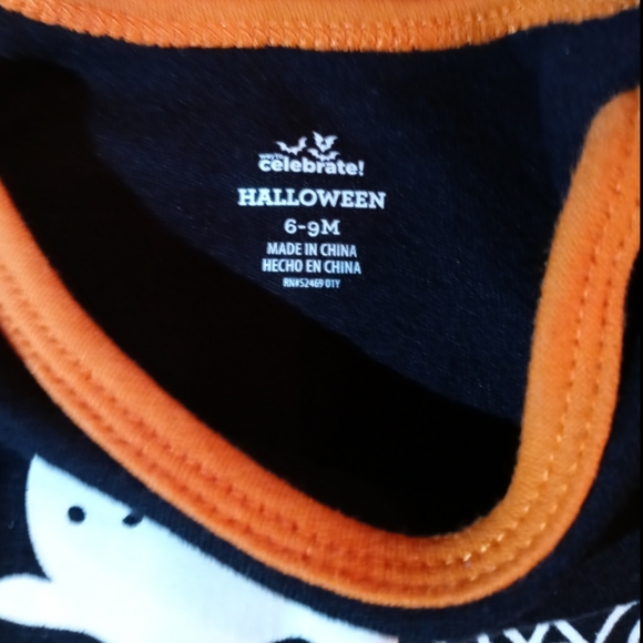 M8) Halloween Baby Girl Bodysuit 6-9M | "Boo!" Ghost Tutu Romper - Picture 5 of 6